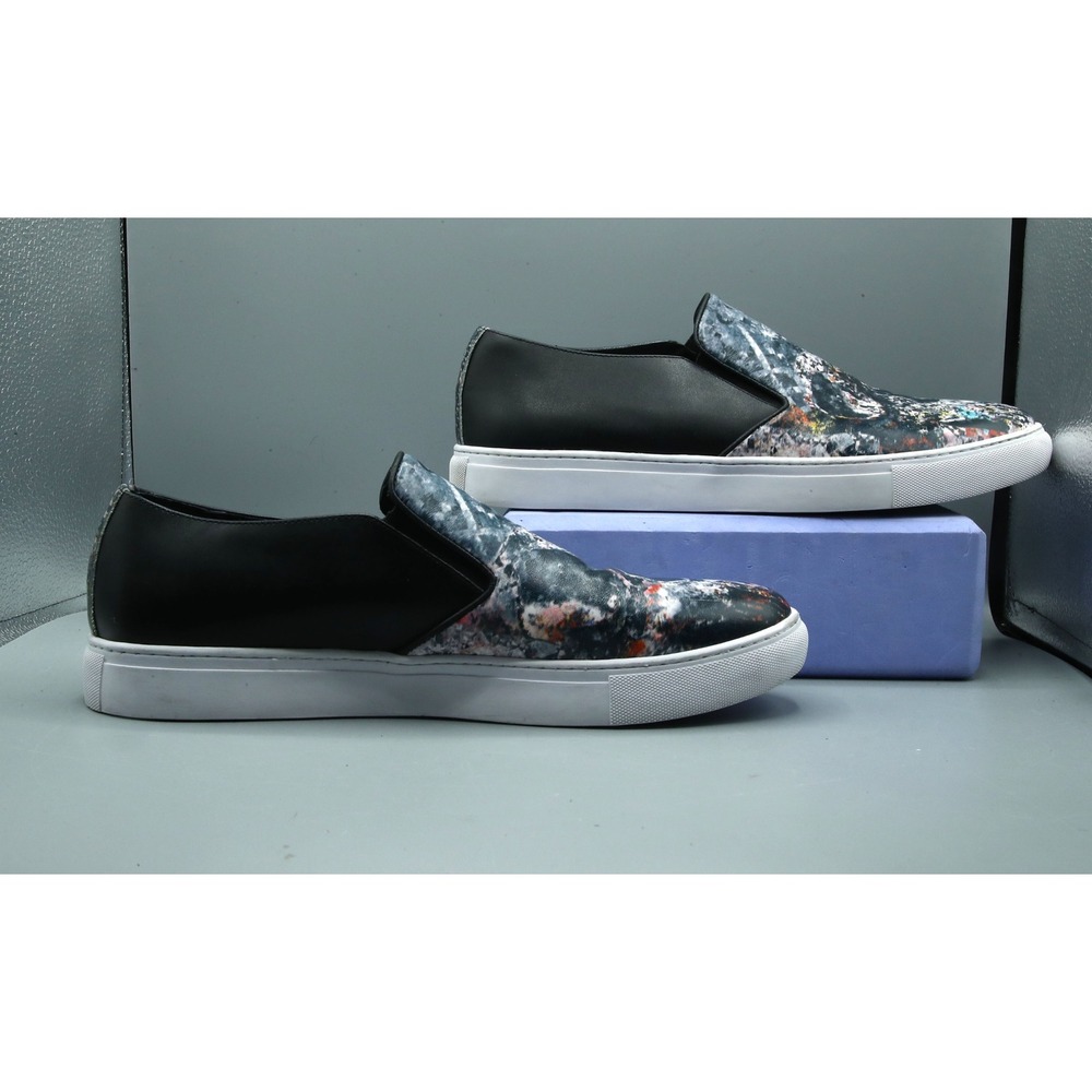 Robert Graham Mens Skull Graphic Print Leather Slip On Sneakers RG5483S Blk 9.5 - Picture 2 of 9